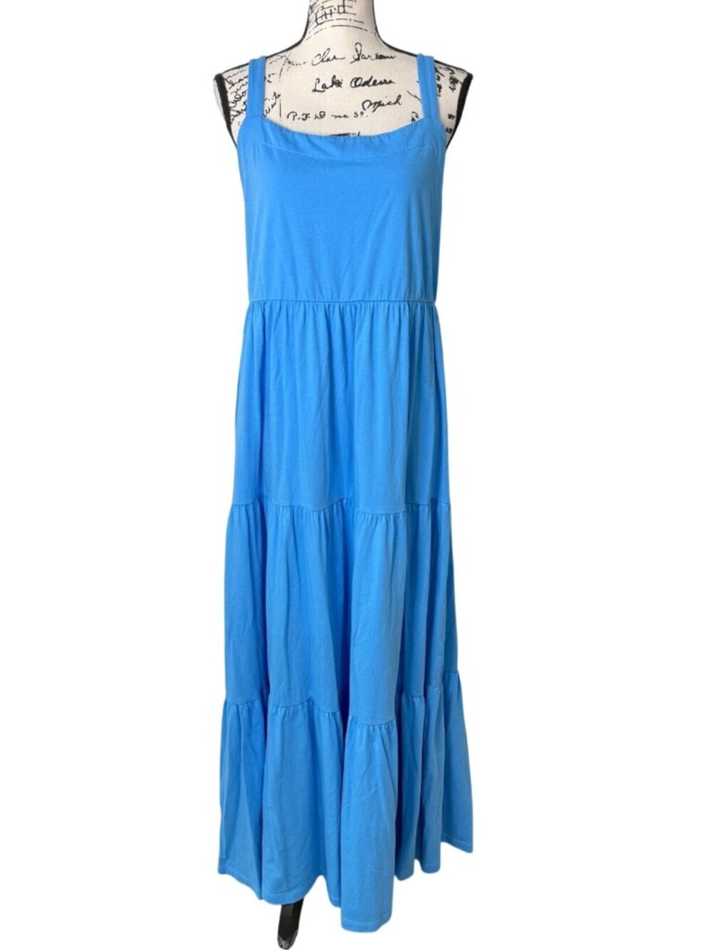 Lilly Pulitzer Womens Size L Midi Dress Miri Lunar Blue Cotton Tiered Sleevless